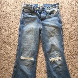 Girl crush current Elliot kick crop fray jeans 26
